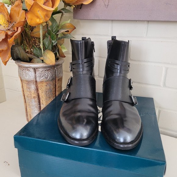 SOLD - MamZelle Black and Damask Grey Jimini Moto Boots EU 40/US 9.5 - Picture 4 of 10